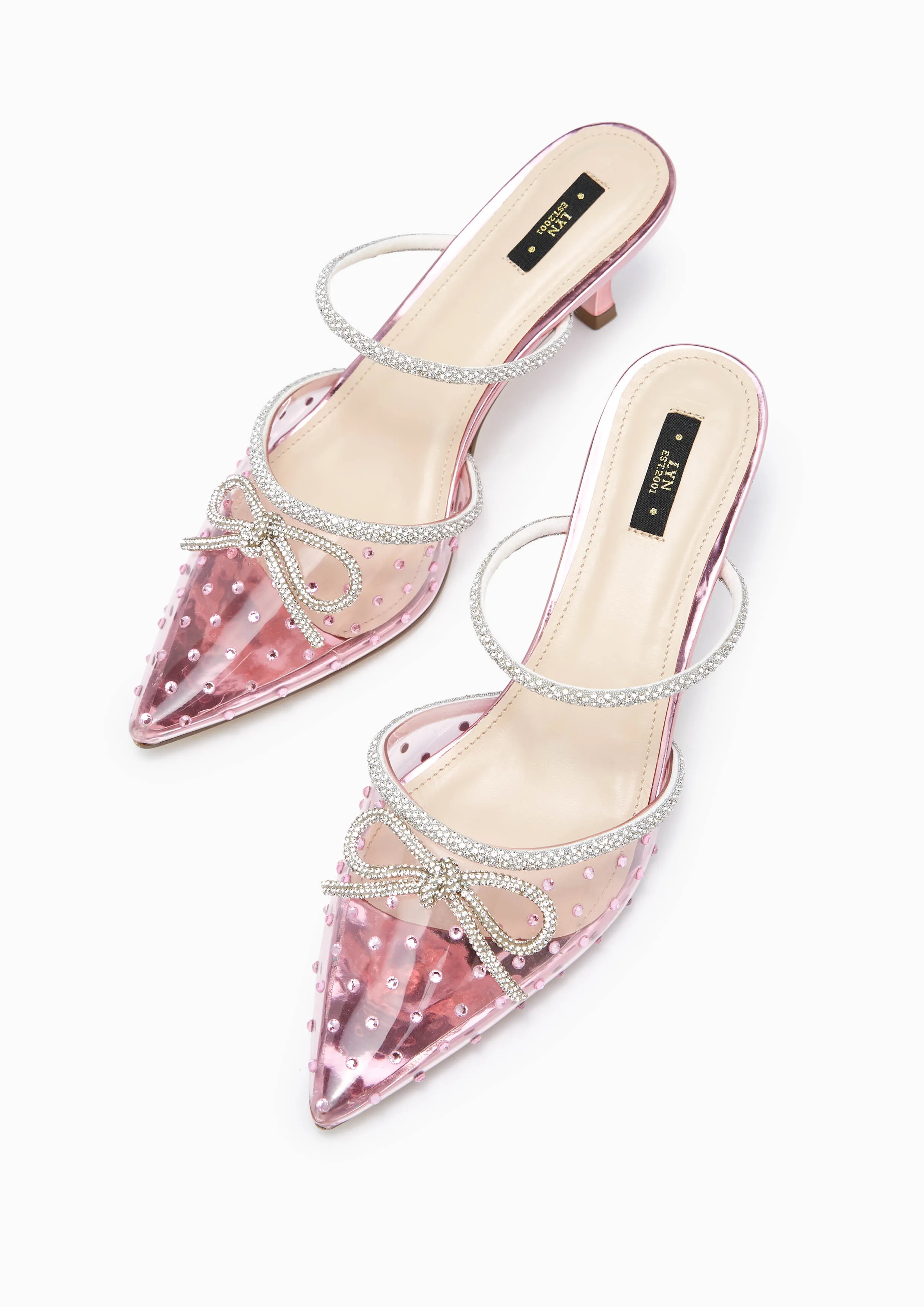 Ison Clear Mid Heel Pumps Pink - Lyn TH