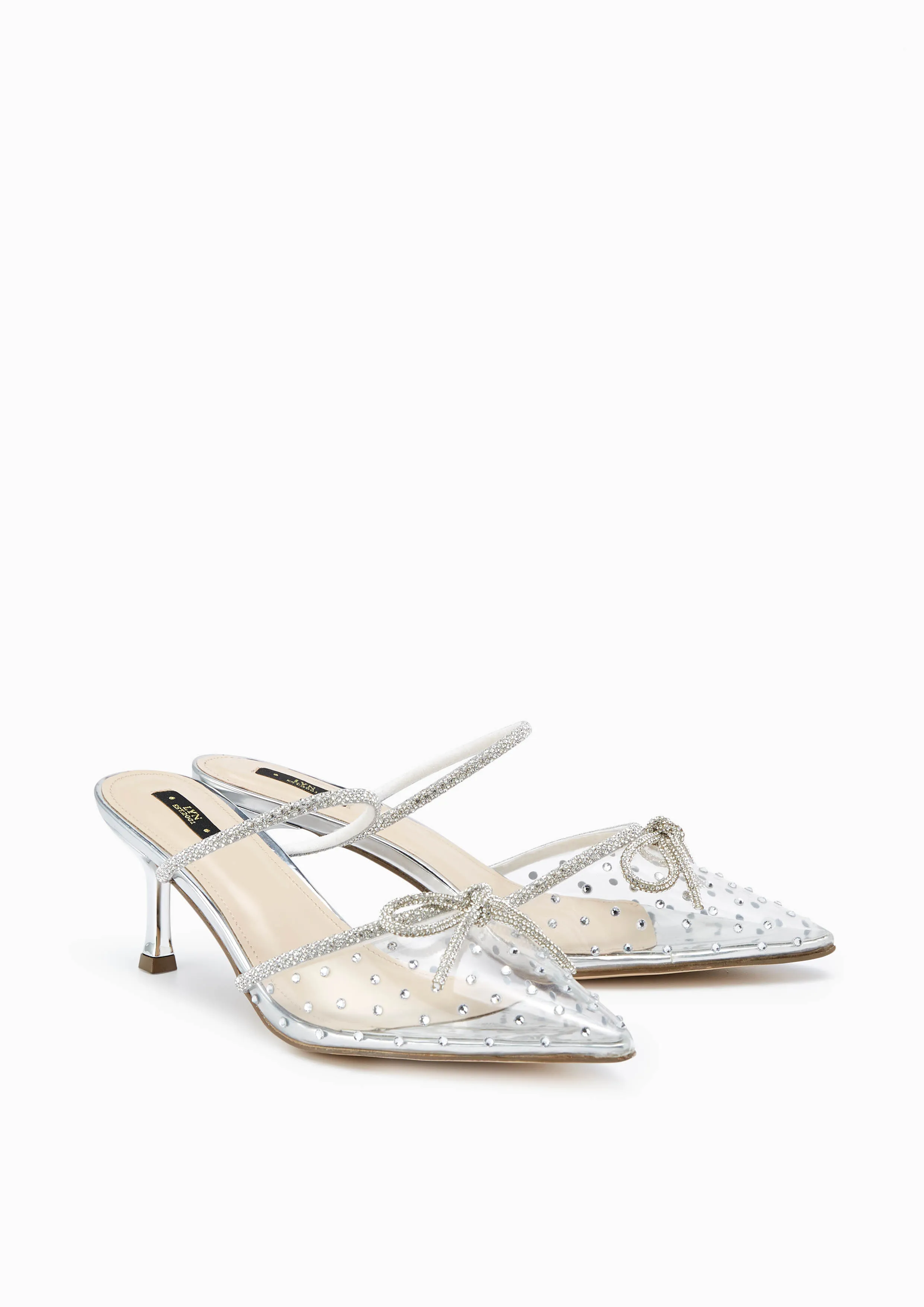 Ison Clear Mid Heel Pumps White - Lyn TH